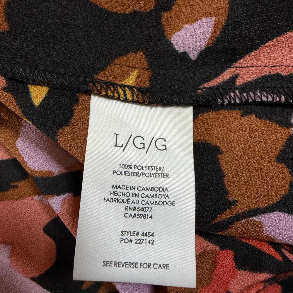 Cabi 4454 Pink Orange Abstract Floral Ruffle Neck Sleeveless Dress Womens‎ L - Picture 6 of 6